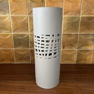 CB2 Geometric Cutwork Ceramic Hurricane Lamp / Vase / Decor
